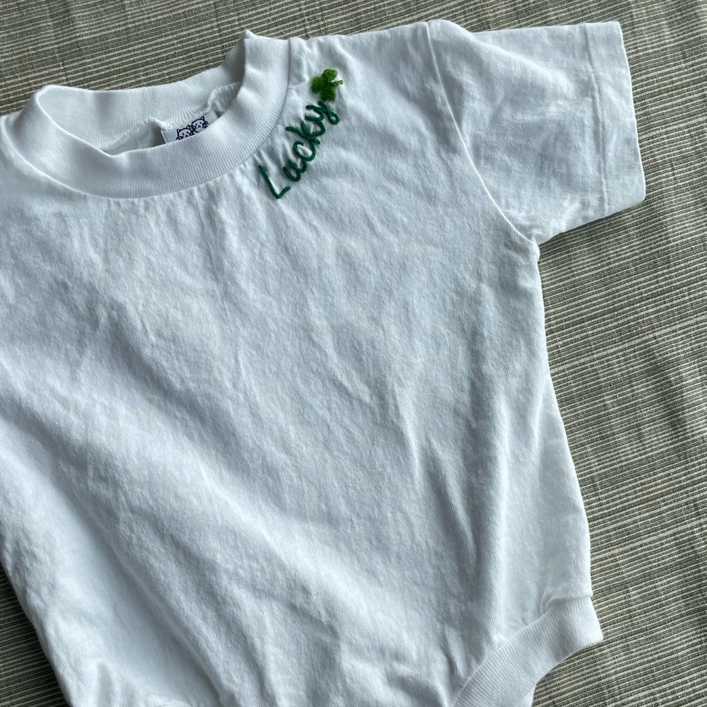 Lucky Kids White T-Shirt Onesie